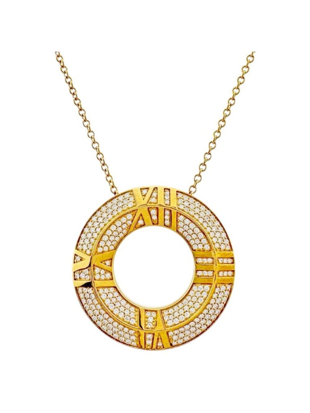 Tiffany & Co Atlas Closed Circle Necklace 18k Yellow Gold Diamond